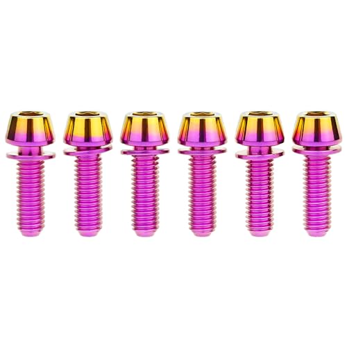Image of Titanium Ti Allen Hex M5x16 18mm Tapered Head Bolt with Washer Screw for Bicycle Stem Parts Pack of 6 (Purple Gold, M5x16mm)