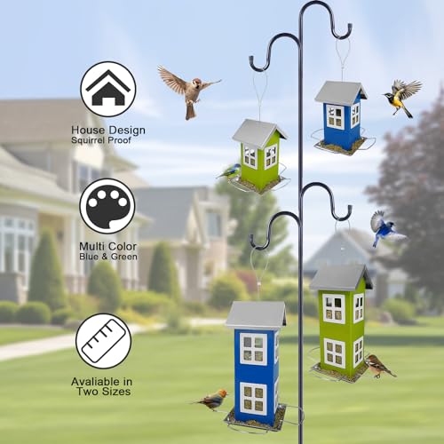 H Hugeleaf Hugeleaf Bird Feeders For Outdoors Hanging, Metal Bird Feeder With Removable Roof, Wild Bird House Feeders With 4 Ports thumb #7