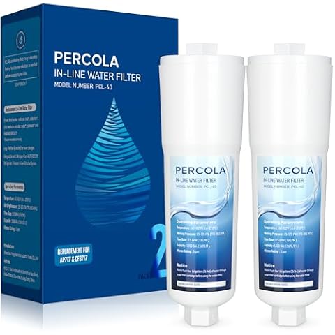 PERCOLA AP717 In-Line Water Filter, Compatible with 3M Aqua-Pure In-Line Water Filtration System AP717, 5560222, W/Scale Inhibitor (2 Pack) Cover