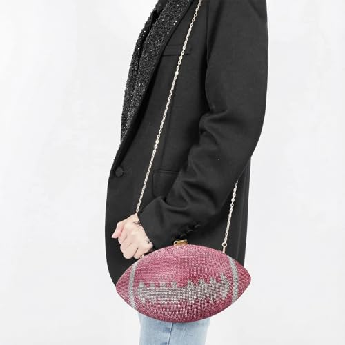 Image of Gripit Bling Rhinestone Football Shaped Rugby Quirky Bag Purse Novlety Chain Purse