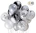 DIvine 30 Pcs/lot Party Decorations Set Combined Balloons, Silver Confetti and Black Agate Black Silver Latex Balloons For Halloween Wedding Birthday Baby Showers Christmas Festival Ceremony and Party