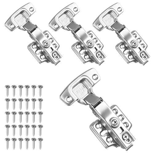 Cozy Inviting 4 Bisagras Puertas Cocina, Bisagras de Armario, Bisagra gran Angular ángulo de Apertura de 105° con 24 Tornillos, Bisagras para puertas de Cierre Suave para Puertas de Madera