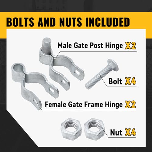 Image of VIVIDA 1-3 /8 inch Chain Link Fence Gate Hinge Kit, Pipe Gate Hinge, 2 Set