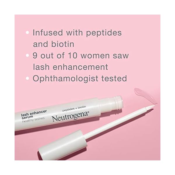 Neutrogena Healthy Lashes Lash Enhancer Serum Formulated with Biotin & Peptides; Nourishing & Conditioning Serum to Enhance the Look of Lashes, 0.08 oz White