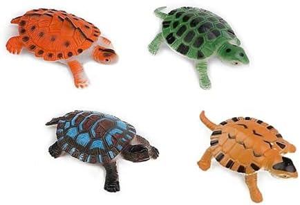 4 pcs Turtle Figurines Realistic Sea Turtle Toy Assorted Colour for Aquarium/Party Favour Decoration/Bathtub Toy/Pet Turtle Collection/Gift & Rewards
