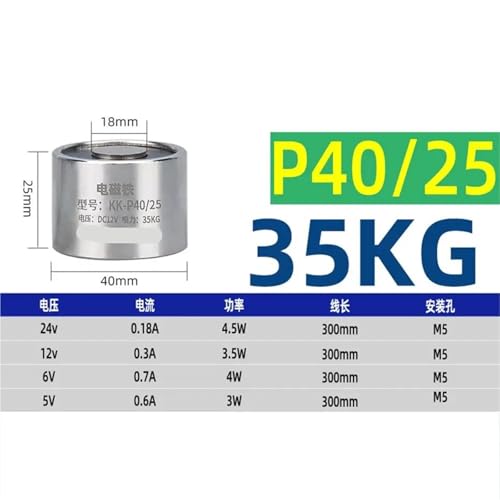 Électroaimant à ventouse P40/25 DC 12V | Aimant de levage industriel puissant