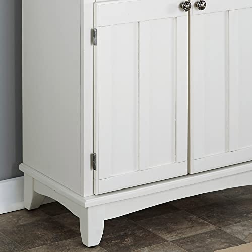 Home Styles Buffet Of Buffets White With 18-Gauge Stainless Steel Top, Two Drawers, Two Wood Panel Doors, Brushed Steel Hardware, And Adjustable Shelf #TOP3