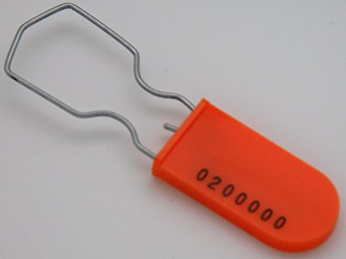 Image of Plastic Padlock Security Seal with Large Shackle Metal Wire (Orange, 10 Pack)