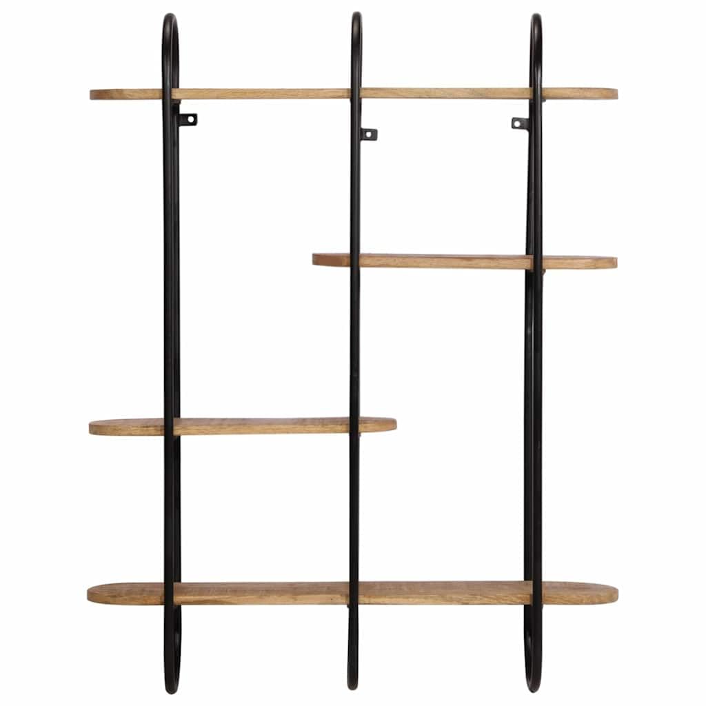 Estantería de pared 90 x 20 x 116,5 cm, madera maciza de mango y hierro, estantería de pared de estilo industrial, estantería estable para salón y oficina, estantería decorativa suspendida, de