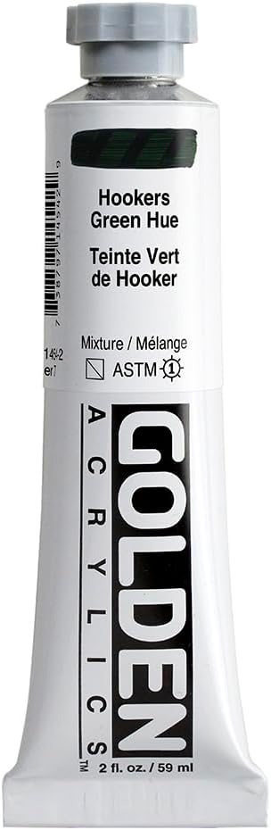 Heavy Body Acrylics, Hookers Green Hue, 2 fl. oz. Tube, Professional Acrylic Paint, Semi-Transparent