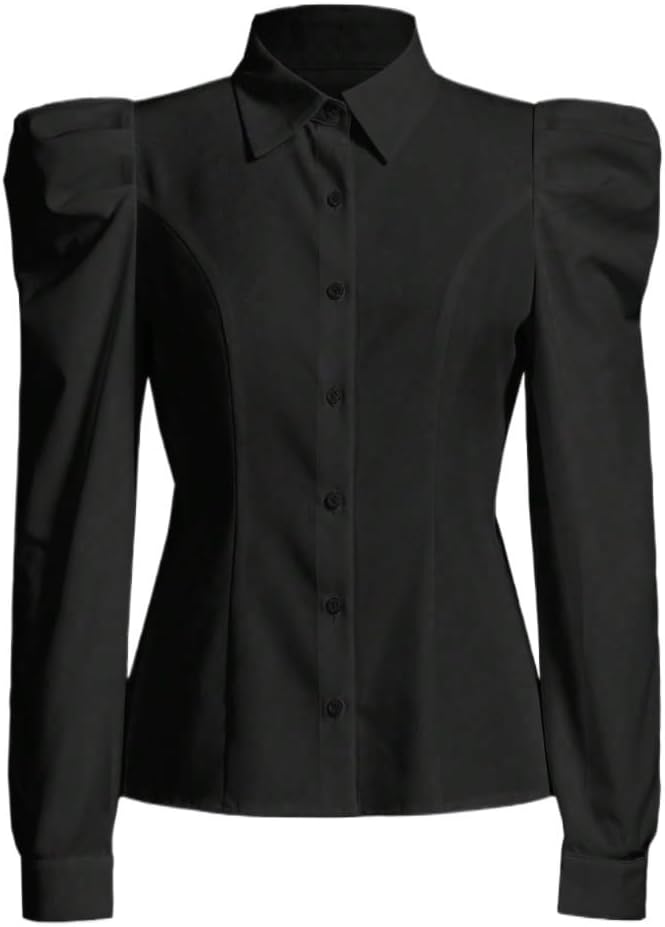 Women's Classic-Fit Shirt Slim Fit Color Sleeve Blouse Shirt