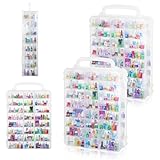 YEXEXINM 2 Pack 96-Slot Mini Brand Storage Cases, Clear Plastic Mini Brand Organizer Box with Adjustable Dividers, Portable Compartment Container for mini Toys and Collectibles (Case Only)