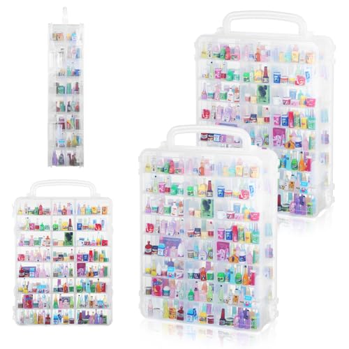 YEXEXINM 2 Pack 96-Slot Mini Brand Storage Cases, Clear Plastic Mini Brand Organizer Box with Adjustable Dividers, Portable Compartment Container for mini Toys and Collectibles (Case Only)