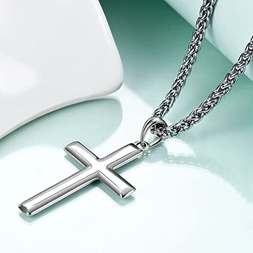 Rnivida Cross Necklace for Men, 925 Sterling Silver Cross Pendant Necklace with Stainless Steel Chain4