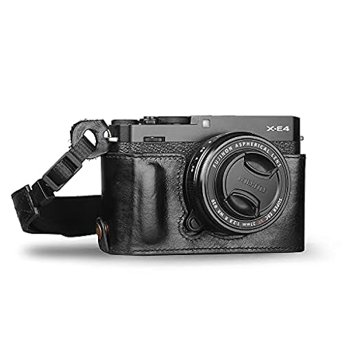 MegaGear Estuche Ever Ready, Media Funda, Estuche de Base, Funda de Pronto Uso de Cuero auténtico, con Correa Compatible con Fujifilm X Series X-E4 (Negro) | Ya disponible en tu tienda friki favorita! En mundofriki.es!