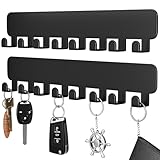 pickpiff Heavy Duty Self Adhesive 8 Hooks, Stainless Steel Sticky Hooks for Hanging, 2 Pack Black Door Hooks for Bathroom