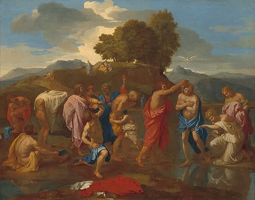 Le baptême du Christ poster Poussin pour salon élégant