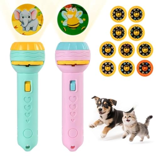 URAQT Projektionsspielzeug für Katzen und Hunde, 2er-Set mit Taschenlampe, Halloween Geschenk für Haustiere, Weihnachtsgeschenk