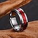 SOXEMAN Tungsten Wedding Band with Colorful Inlay, 8mm Wide Beveled & Polished Edges, (Silver with Red Inlay, Size 9)