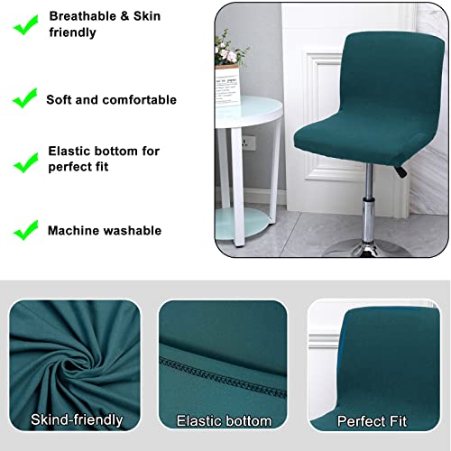 Image of WOMACO Bar Stool Cover with Back Printed Dining Room Square Swivel Barstool Chair Seat Cushion Slipcover for Counter Height Mid Low Back Chair Protector (4, Peacock Blue)