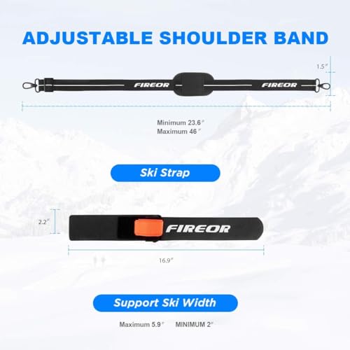 FIREOR Ski Carrier Strap Kit, Snowboard, Pole & Boot Carry Sling Band, Adjustable Cushioned Shoulder Cross Back Band for Family, Men, Women & Kids, Skiing Gear Accessories, Multi Color, Nylon Material by FIREOR - Image 4