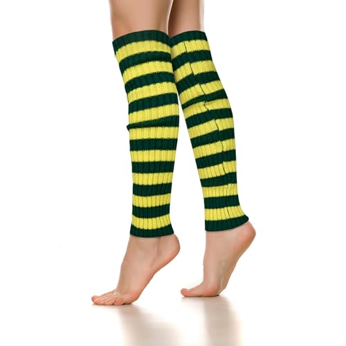 Benefeet Striped Leg Warmers for Women & Girls - Ribbed Knit Soft Colorful Long Warmers for 80s 90s Dance Party