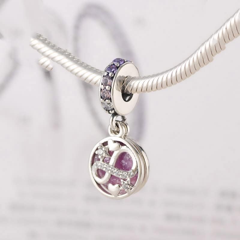 Miniatura 3 de Brillantes corazones infinitos y estrellas cuelgan encanto colgante de plata de ley 925, joyería cuentas regalos para mujeres pulsera y collar