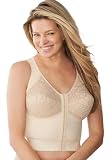 Comfort Choice Women's Plus Size Front-Close Longline Wireless Posture Bra - 40 G, Beige