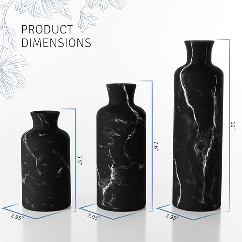 Creative Scents Black Marble Look Vase Set - Vases Home Decor, Premium Quality for Holding Pampas Grass, Dried/Fresh Flowers, Vases for Decor - Kitchen, Bedroom, Office, Living Room, or Shelf Decor by Creative Scents - Image 6