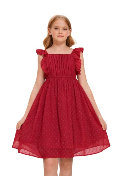 R Cube Girls Off Shoulder Party Dress | Ruffle Sleeve Dobby Mesh Fit & Flare Frock | Knee Length Western Dress for Birthday & Special Occasions-image-7
