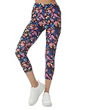sissycos Women's Artistic Splash Printed Cropped Capri Leggings Buttery Soft Tights (Large-XX-Large, Neon Graffiti)