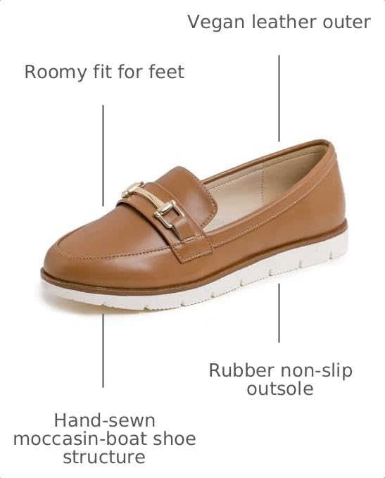 Image of FEVERSOLE Women's Comfort Penny Loafer Geniune Leather Insole Flexible Walking Driving Shoes