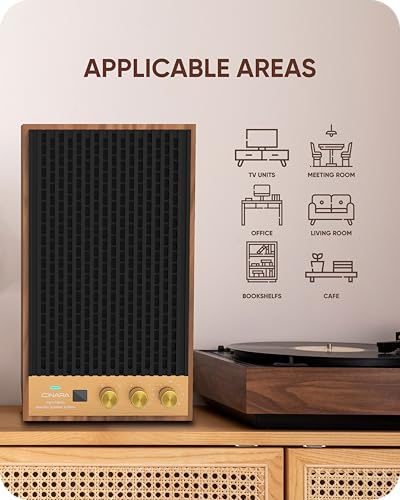 Onara Wave 80s Active Bookshelf Speakers | Retro Wooden Design | 60W RMS Powered Speakers | Bluetooth 5.3, HDMI ARC, Optical, USB, Sub Out & Line In Inputs | Dynamic Sound - Image 4