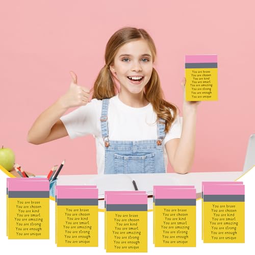 Image of Spakon 48 Pcs Back to School Gifts for Students Bulk Mini Inspirational Notebooks Small Journal Pocket Positive Affirmation Motivational Notepad First Day of School Gifts for Teacher (Yellow)