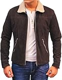 The Brown Walking Suede Dead Leather Jacket – Rick Season 5 Grimes Fur Collar Coat (M, Brown)