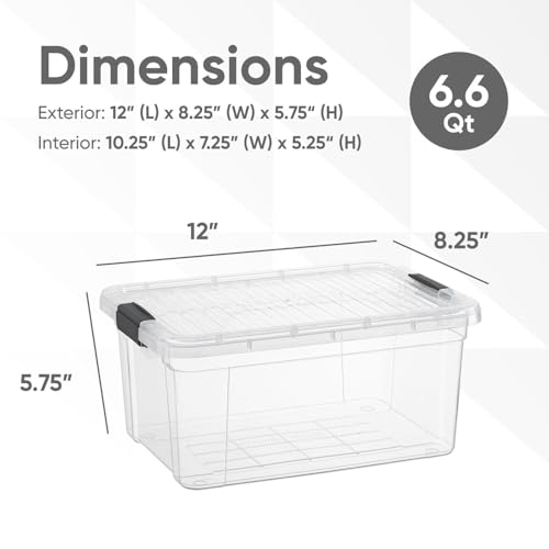 Image of Superio 6.6 Quart Clear Plastic Storage Boxes with Lids, Stackable Organizer Containers, BPA-Free Storage Bins for Home, Office, School & Dorm, 1 Pack