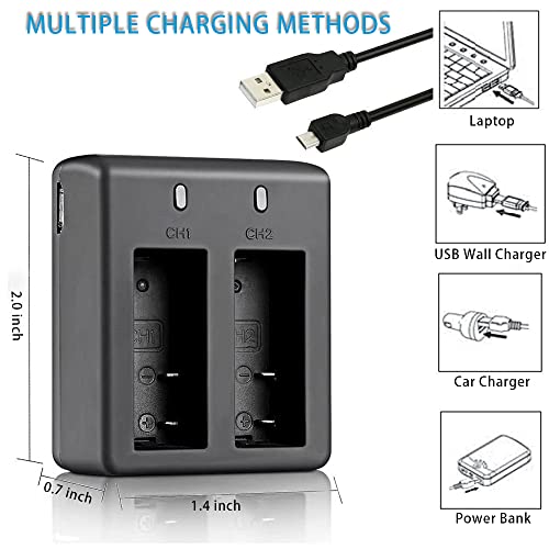 Vvhooy 3X900Mah Action Camera Battery Rechargeable With Usb Dual Battery Charger Compatible With Akaso Ek7000/Brave 4/Apeman/Sjcam Sj4000/Victure/Vemont/Apexcam Action Camera #TOP2
