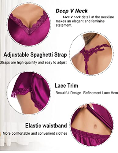 Image of Avidlove Satin Pajamas Set Sleepwear Womens Sexy Lingerie Cami Shorts Set Nightwear S-XXL