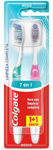 Cepillos manuales | Colgate Total Cepillo De Dientes Dureza Media, Pack 2 Uds, Limpieza Completa Y Profunda, Elimina La Placa, Limpiador De Lengua Y Mejillas, Elimina Las Bacterias Causantes Del Mal Olor