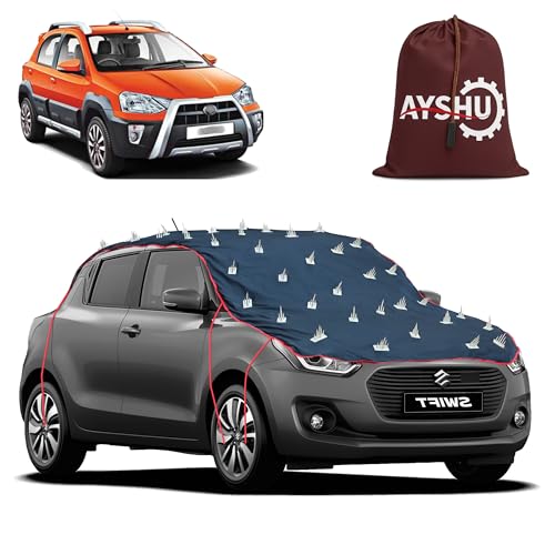 Image of AYSHU Water-Resistant Spike Car Cover for Toyota Etios Cross - Protects from Dogs, Monkeys, Dust, Sunlight & UV - Full Roof Universal Fit