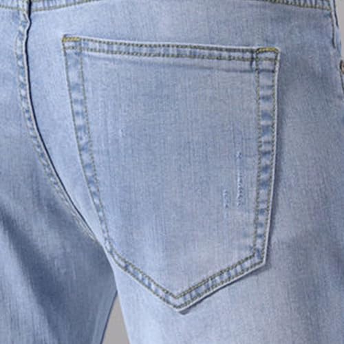 Men's Straight Stretch Jeans Slim Taper Fit Jean Pants Casual Ripped Tapered Leg Denim Pant3