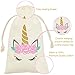 My Greca Unicorn party bags supplies - 12 party favor bags for treats, gifts and candy - Drawstring goodie bags for girls birthday party