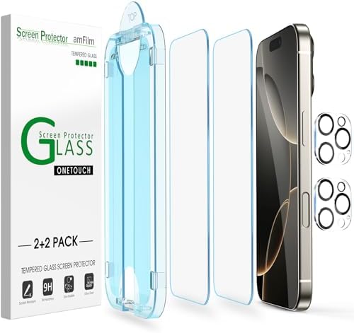 amFilm OneTouch for iPhone 16 Pro Screen Protector 6.3'' Tempered Glass