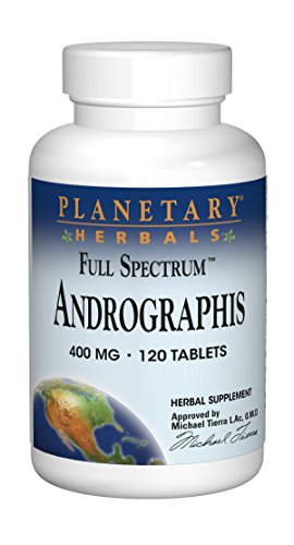 Planetary Herbals Full Spectrum Andrographis 400mg Support Healthy Digestive, Cardiovascular & Unrinary Systems - Support For Healthy Liver & Immune Function - Ayurvedic Herb - 120 Tablets