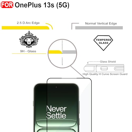 Image of CEDO Tempered Glass for OnePlus 13s (5G) / Vivo X200 Fe | Screen Protector Full HD Quality Tempered Glass Anti-Scratch Edge to Edge Coverage with Easy Installation Kit (Black)