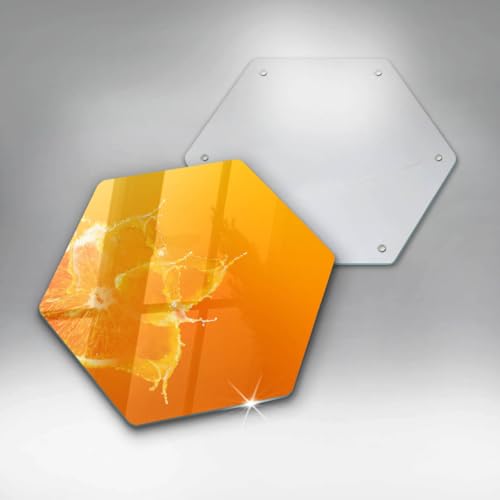 Planche à découper induction haut de gamme Wallfluent 40cm hectagonale décor Orange