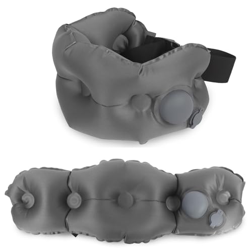 Guerity Inflatable Lumbar Pillow for Airplane Travel, Lumbar Support Pillow Inflatable Travel Pillows, Back support Pillow Lumbar Support Cushion for Office Chair Car (Grey)