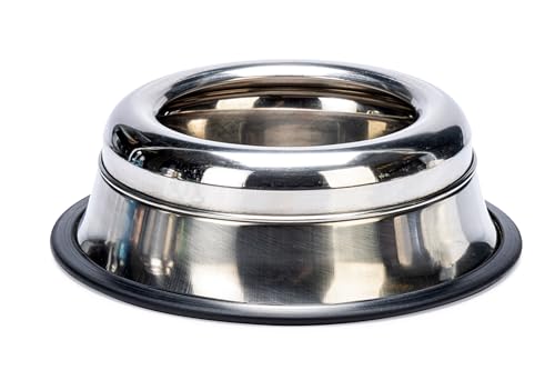 Karlie Spritzschutznapf mit Griff, Hundenäpfe, Edelstahl, Silber, 450 ml, Durchm. 15-19 cm
