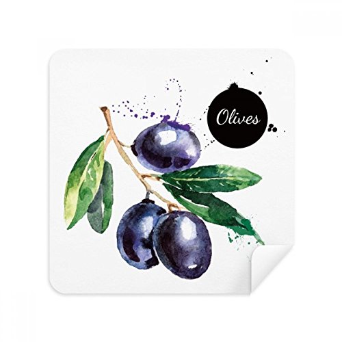 Chiffon de nettoyage verres olives aquarelle en tissu suède 2pcs