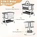 Baby Bassinet,3 in 1 Bedside Bassinet for Baby with Hanging Toys,Foldable Baby Bassinets Bedside Sleeper,4-Sided Mesh Bedside Crib with Wheels and Storage Basket,6 Height Adjustable (Light Grey)